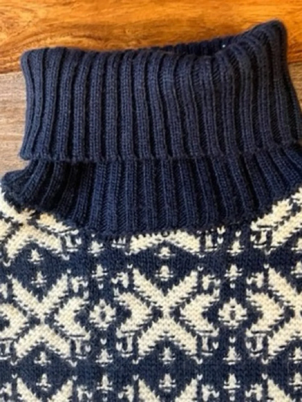 Zara Navy and Cream Fair Isle Turtleneck Sweater - Picture 2 of 4